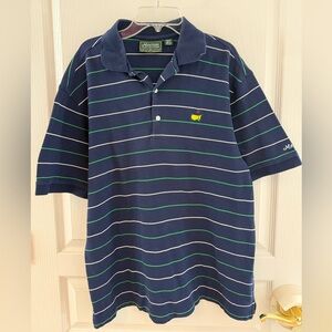 Masters Polo with Navy, Green, and White Stripes